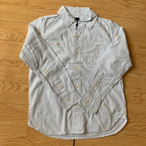 GAP Kids Plaid and Striped Button Down Shirts - Blue, Red, Orange - Picture 2 of 5